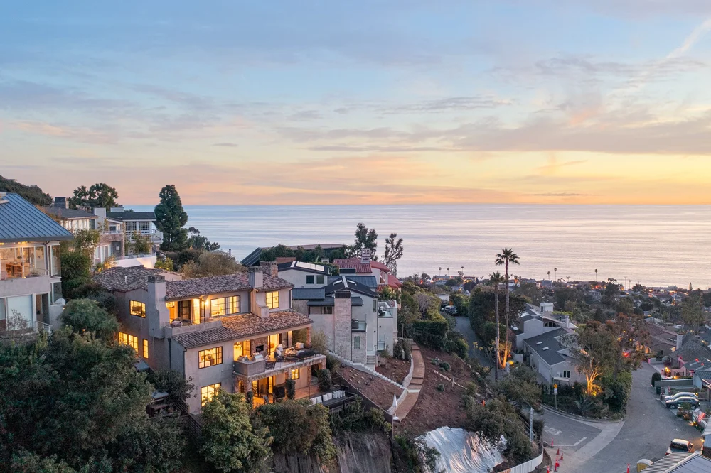 Hillside home overlooking the Pacific at sunset